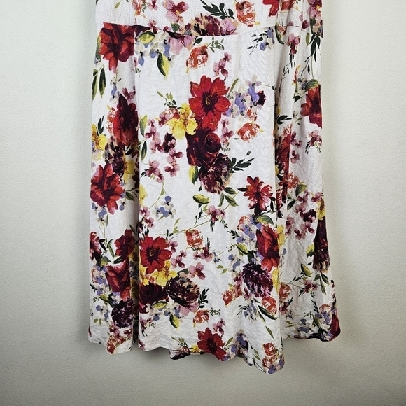 TAYLOR Linen Blend Floral Print Dress Size 14 Belted Sleeveless - Picture 2 of 9